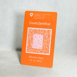 Covid-Zertifikat im Kreditkartenformat - Orange